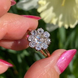 Antike georgische Diamant Ring 15 Karat Gold & Silber Diamanten mit altem Minenschliff um 1820 - 1840