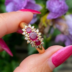 18 Karat Gold 750 Goldmark Natur Rubin Diamant Ring