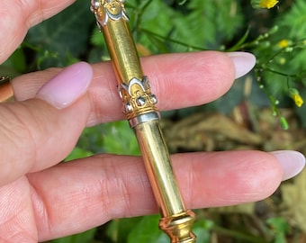 その他 Antique Propelling And Telescopic Pencil Rare Victorian Telescopic Pencil, FAIRCHILD, Gold Enamel Swiss