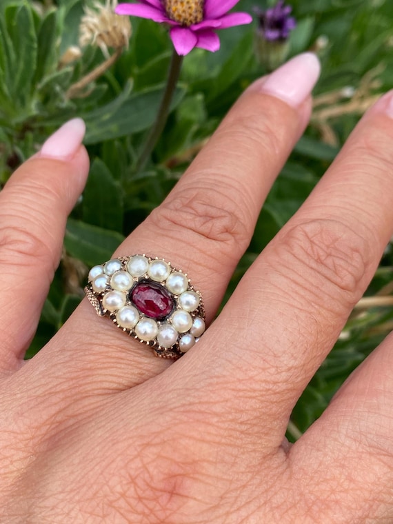 ジョージアン リング アンティーク 指輪 ガーネット/ダイヤ 9K～14K イギリス 1800年代 アクセサリー 代行出品 ジョージアン ガーネットリング ｜ アンティークジュエリー ルネサンス