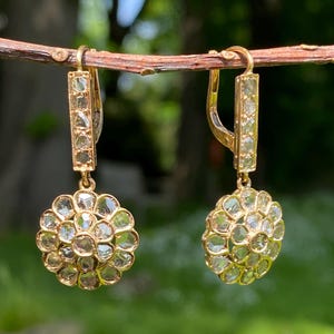 Edwardian Rose Cut Diamond Earrings c.1910s Antique 18ct Gold | Natural Diamonds Collectible & Elegant