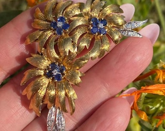 18Kイエローゴールド ティファニー 1960年代 サファイアフラワー