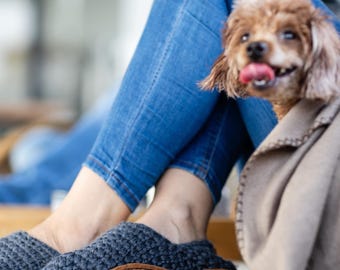 Pantoufles légères en laine avec semelle en cuir – Chaussures d'intérieur respirantes (Unisexe)
