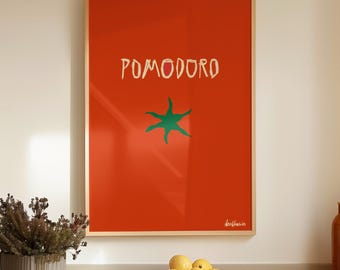 Pomodoro Print: Minimalist Italian Kitchen Wall Art, Mediterranean Poster