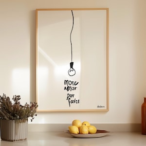 More Amor Por Favor Print: Spanish Quote, Lightbulb Art