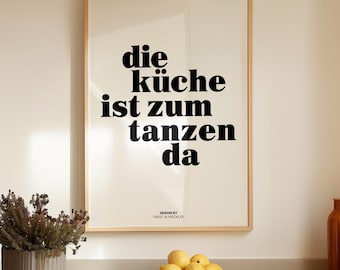 Die Küche ist zum Tanzen da Poster, This Kitchen Is for Dancing Print, Küchenbilder Sprüche, Küchendeko Wand, Küchen Deko Poster Modern