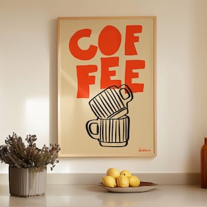 Minimalistyczny wydruk artystyczny z kawą: nowoczesny plakat z typografią kuchenną