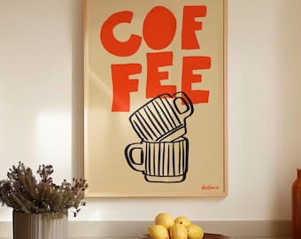 Minimalist Coffee Art Print: Modern Kitchen Typography Poster