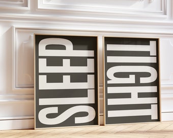 Sleep Tight Poster Set: Modern Bedroom Wall Art