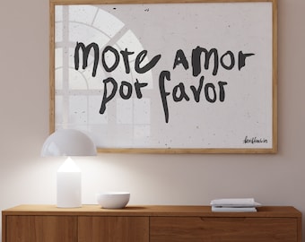 More Amor Por Favor Print: Spanish Love Quote, Handwritten Typography