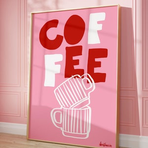 Poster del caffè, poster della cucina, poster del caffè retrò, stampa del poster dell'espresso, arredamento del bar del caffè, arte della cucina pastello, arte murale italiana vintage