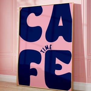 Coffee Time Poster, Kitchen Poster, Retro Coffee Poster, Cafe Poster Print, Coffee Bar Decor, Bubble Letter Kitchen Art, Vintage Wall Art