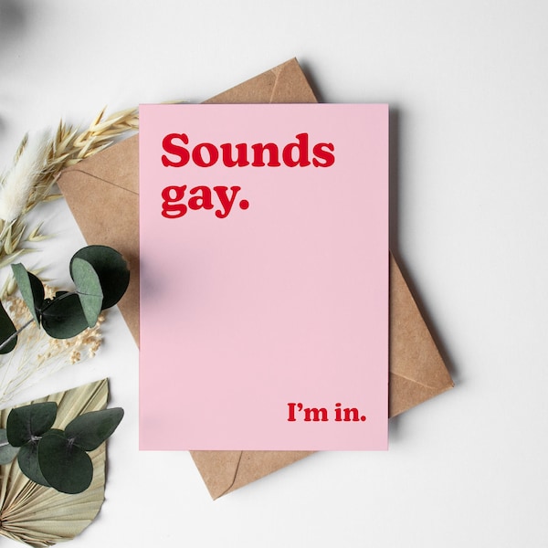 Sounds Gay I'm In Card | LGBT Pride Card | Retro Vintage Kitchen Postcard | LGBTQ Gay Pride | Diversity Inclusion Greeting Card | Queer Art