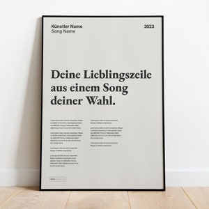 Personalisierte Songzeile, Personalisiertes Song Poster, Pers-nliches Geschenk Musiker, Custom Song Lyrics Print, Weihnachtsgeschenk