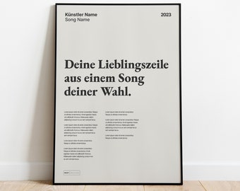 Personalisierte Songzeile, Personalisiertes Song Poster, Persönliches Geschenk Musiker, Custom Song Lyrics Print, Muttertagsgeschenk