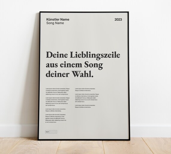 Personalisierte Songzeile, Personalisiertes Song Poster, Persönliches Geschenk Musiker, Custom Song Lyrics Print, Weihnachtsgeschenk