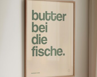 Butter Bei Die Fische Poster: Lustige Küche Druck, Nordische Typografie Kunst