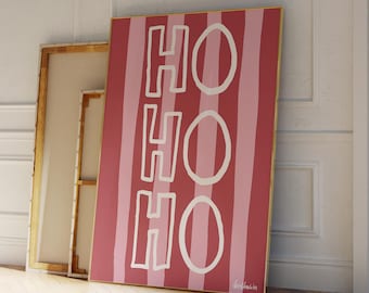 Ho Ho Ho Poster, Weinrotes Weihnachtsplakat, Hohoho Weihnachtsdruck, Handschrift Typografie Wandkunst, Weihnachtsdekoration, Weihnachtsmann Kunstwerk