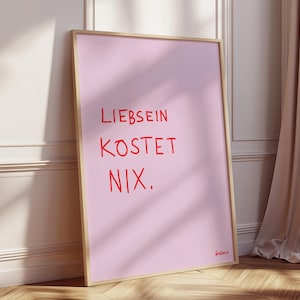 Lieb Sein Kostet Nix Poster, Stampa tipografica di gentilezza, Poster retrò Büro, Arte da parete divertente, Sii più gentile Wohndeko, Sei Lieb, Nächstenliebe