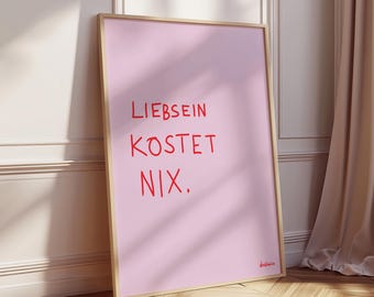 Lieb Sein Kostet Nix Poster, Kindness Typography Print, Retro Poster Büro, Funny Wall Art, Be More Kind Wohndeko, Sei Lieb, Nächstenliebe