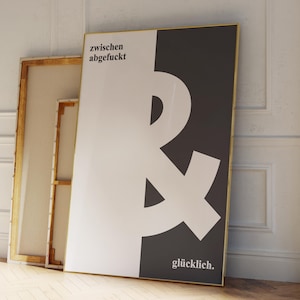 Glücklich Poster, Kunstdruck Typografie Print, Witziger Spruch Slogan, Arte da parete danese, Boho Wohndeko, Minimalistisch Wohndeko, Glück Poster