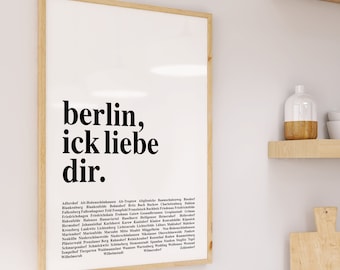 Berlin Ick Liebe Dir Poster, Berliner Schnauze Poster, Berlin Kiez Bild, Berliner Stadtteile Liebe, Berliner Schnauze, Berlin Ich Liebe Dich