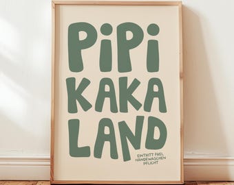 Pipi Kaka Land Poster – Lustige WC & Toiletten Deko in Salbeigrün