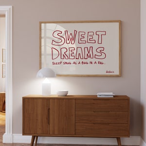 Sweet Dreams Poster, Good Night Print, Modern Wall Art, Above Bed Poster, Minimal Wall Art, Handwritten Handwriting, Bedroom Bathroom Poster