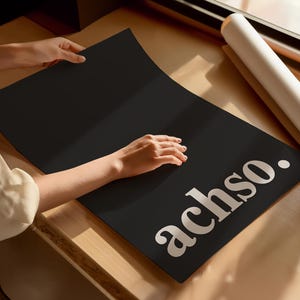 Achso Poster, Kunstdruck Typografie Print, Poster vintage Küche, Arte contemporanea da parete, Boho Wohndeko, Schwarz Weiß Art, Minimalistisch Deko