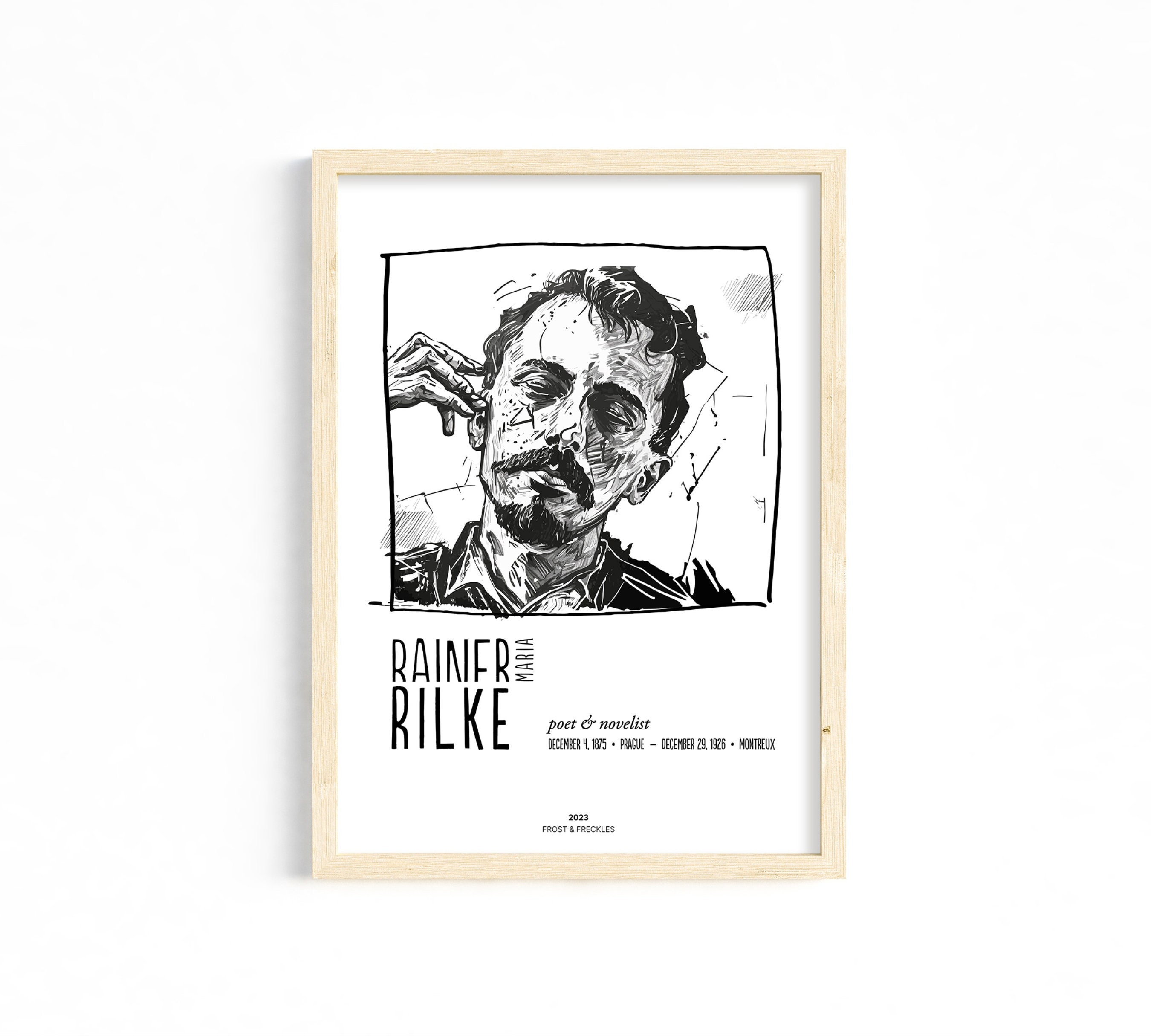 Rainer Maria Rilke Art Print: Minimalist Scribble Portrait - Etsy