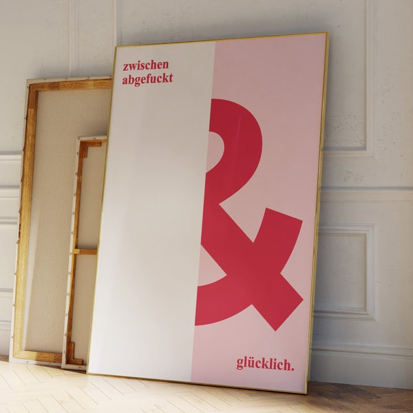 Glücklich Poster, Kunstdruck Typografie Print, Witziger Spruch Slogan, Danish Wall Art, Boho Wohndeko, Minimalistisch Wohndeko, Glück Poster