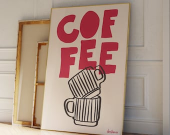 Coffee Poster, Kitchen Poster, Minimalist Coffee Poster, Espresso Poster Print, Coffee Bar Decor, Modern Kitchen Art, Retro Italian Wall Art