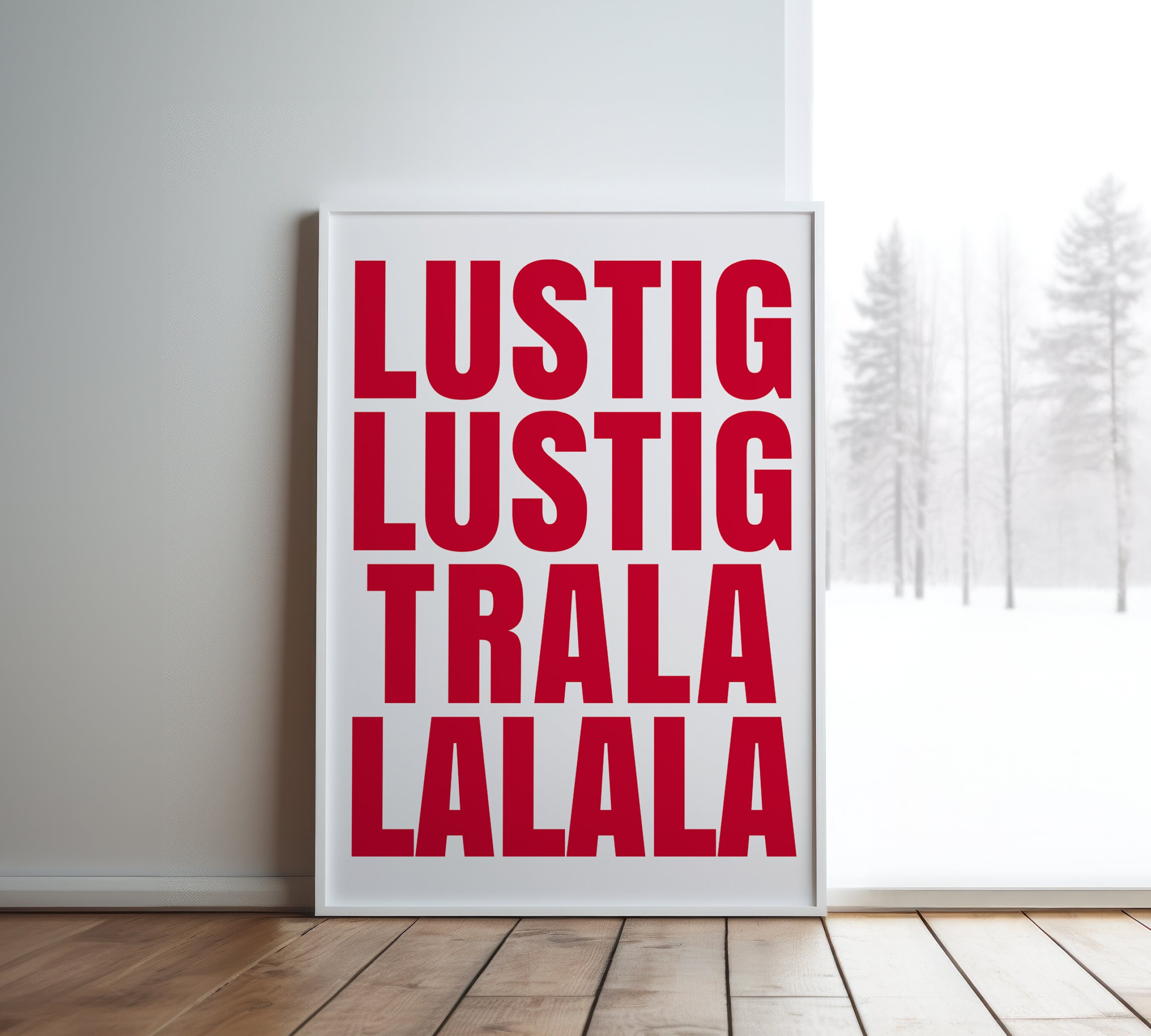 Lustig Lustig Tralalalala Poster, Weihnachten Poster, Weihnachtslied Print, Weihnachten Wandkunst, Lasst uns froh und munter sein, Trala lalala