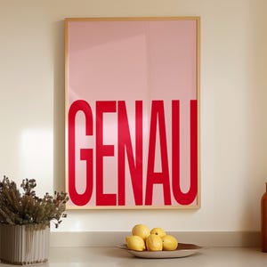 Genau German Typography Print: Minimalist Boho Wall Art