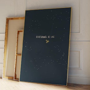 Dorfhimmel Poster – Lustiger Nachthimmel Print mit Sternen | Ländlicher Himmel Wandbild | Geschenk für Dorfkinder und Naturfans
