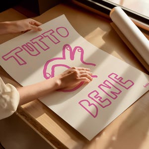 Tutto Bene Poster, All Good Kunstdruck, Moderner Kunstdruck, Perfetto Handschrift, Italienische Handschrift, Küche Büro