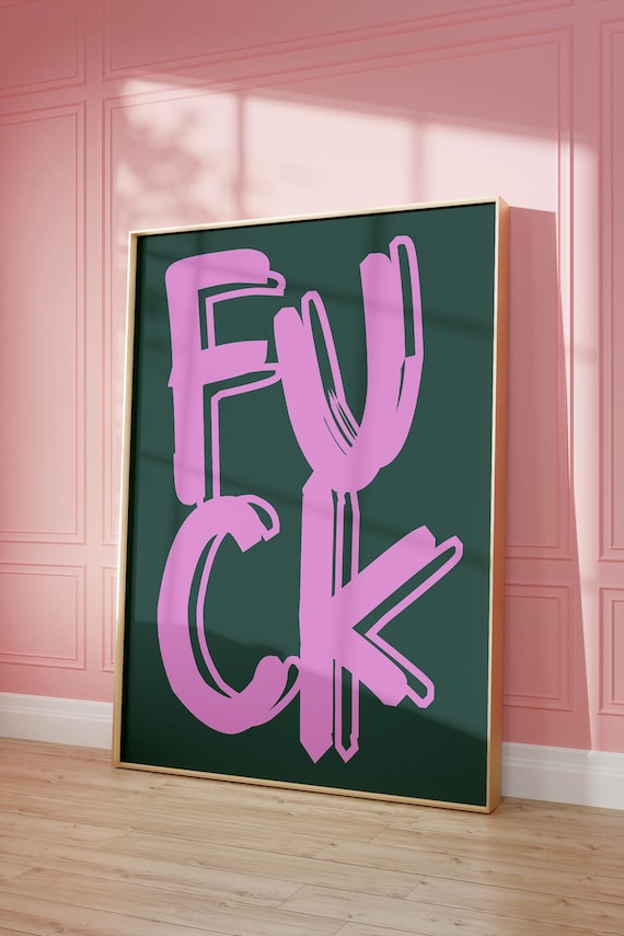 F*ck Poster, Funny Wall Print, Funny Wall Art, Pink Red Retro Wall Decor, Colourful Digital Download, Large Printable Art, Downloadable PDF