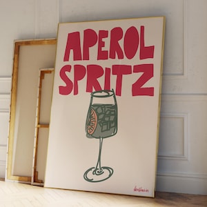 Aperol Spritz Poster, Cocktail Print, Hand Drawn Kitchen Art, Sprizz Veneziano Wall Decor, Bar Cart Print, Italian Apéritif Prosecco Bar Art