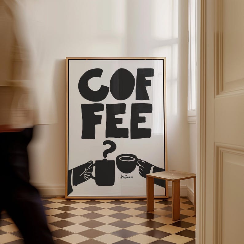 Retro Coffee Art Print: Modern Kitchen Decor image 1