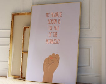 Lámina de arte mural feminista: La caída del patriarcado, decoración de Girl Power