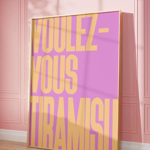 Voulez-Vous Tiramisu Poster, Tiramisu Typografie Print, Modern Kitchen Poster, Red Pink Poster, Funny Wall Art, Funny Italian Dessert Poster