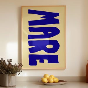 Mare Poster, Italienischer Küstendruck, Boho Strand Wandkunst, Mediterranes Dekor, Meer Typografie Print, Minimalistisches Ocean Poster, Calm Wanddruck