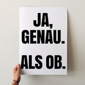 Ja Genau Als Ob Poster, Kunstdruck Typografie Print, Retro Poster Büro, Funny Wall Art, Humorvolle Wohndeko, Lustiger Spruch Minimalistisch