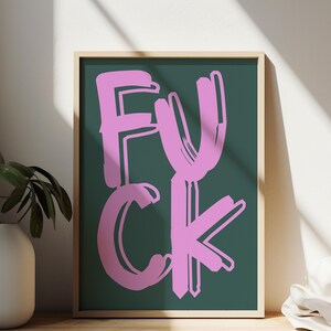 F*ck Poster, Funny Wall Print, Funny Wall Art, Pink Red Retro Wall Decor, Colourful Digital Download, Large Printable Art, Downloadable PDF image 4