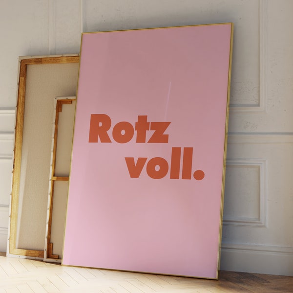 Rotzvoll Poster, Besoffen Poster, Alkohol Poster Print, Poster Rot Pink Küche, Frauenpower Bild, Freches Poster Küche, Lustiges Poster Bad