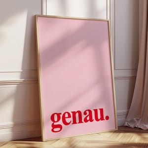 Genau Poster, Kunstdruck Typografie Print, Vintage Poster Küche, Contemporary Wall Art, Boho Wohndeko, Lustiger Spruch Minimalistisch Deko