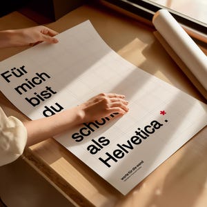 Für mich bist du noch schöner als Helvetica, Typografie Kunstdruck, Designer Kunstdruck, Modern Typography Wall Art, Industrial Home Decor