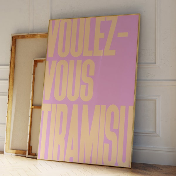 Voulez-Vous Tiramisu Poster, Tiramisu Typografie Print, Modern Kitchen Poster, Red Pink Poster, Funny Wall Art, Funny Italian Dessert Poster