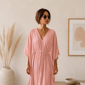 etsy dusty rose bridesmaid dress BABARONI BABARONI Satin Papaya Bridesmaid Dresses V-neck Floor-length Cap Sleeve Pocket Ruched with Slit A-line, Papaya / US0