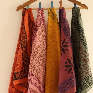 Organic Cotton Paisley Bandana Set: Hand Block Print Scarves, Vibrant Colors